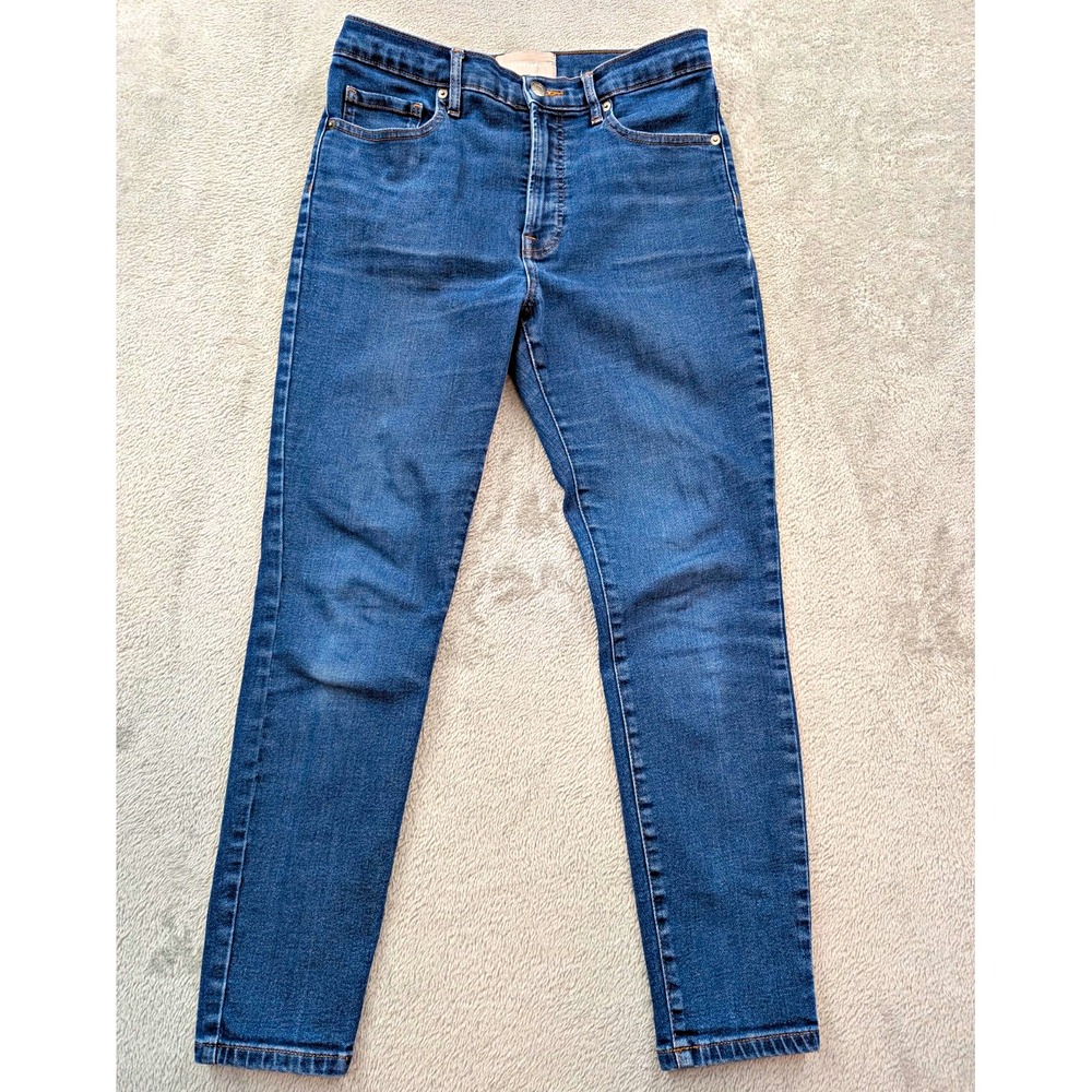 Everlane Womens High Rise Skinny Jeans Blue Medium Wash Denim Pockets Sz 26